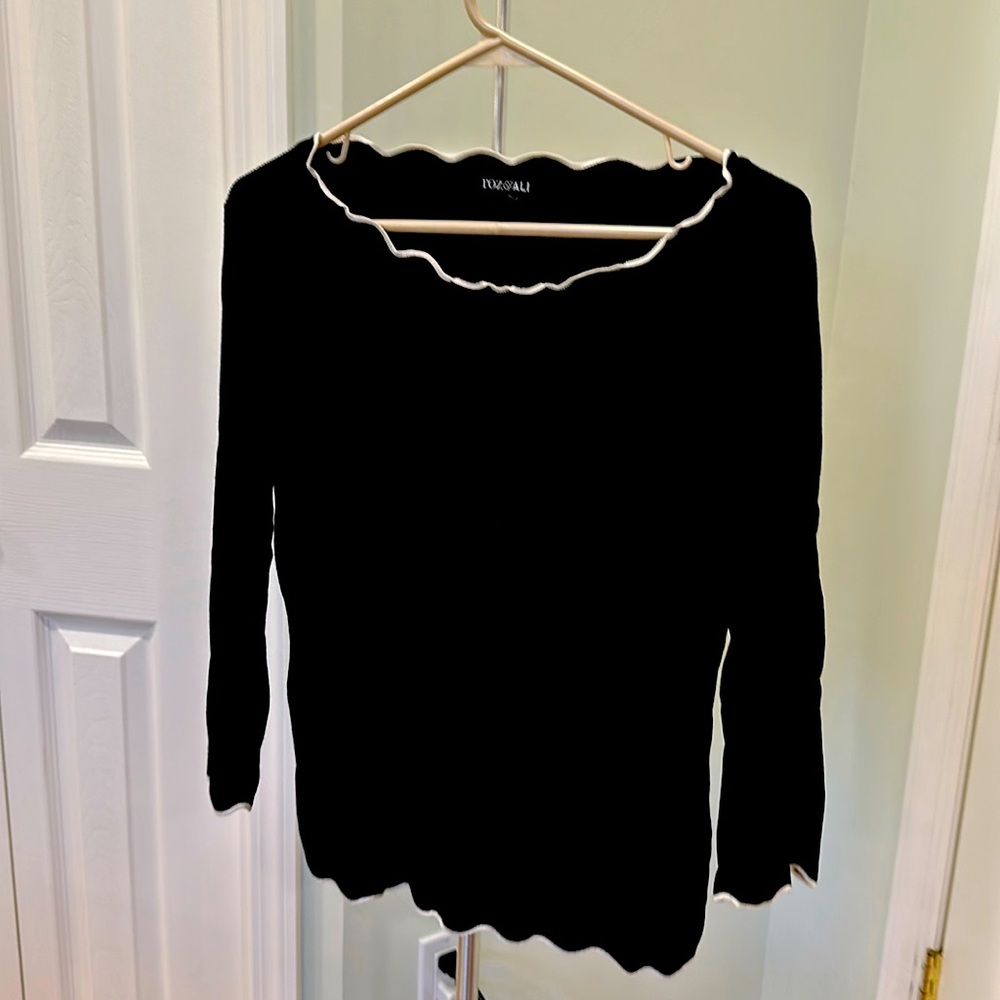 Black stylish sweater with white trim